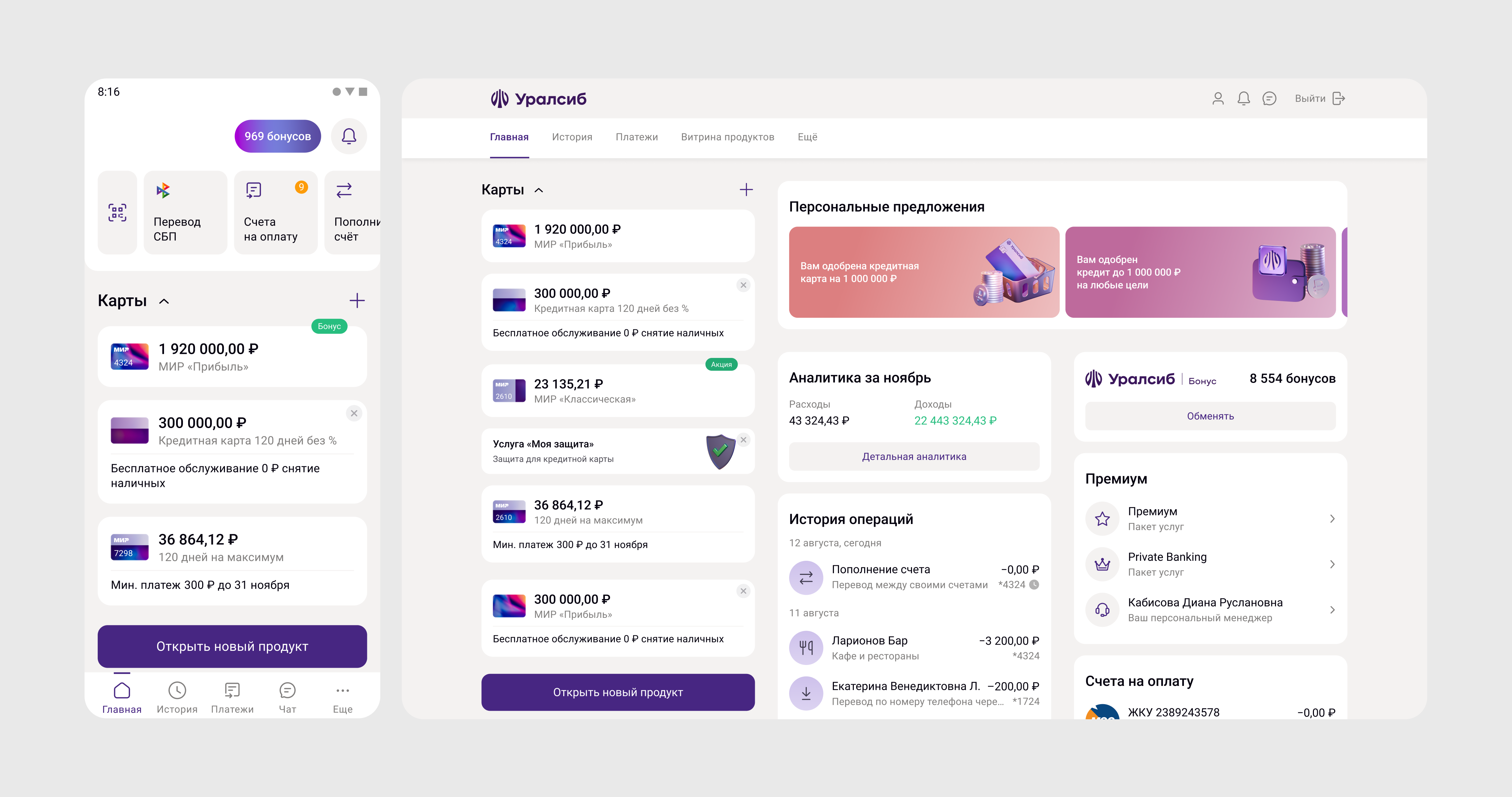 Около 20 вариантов исполения компонента для карточки